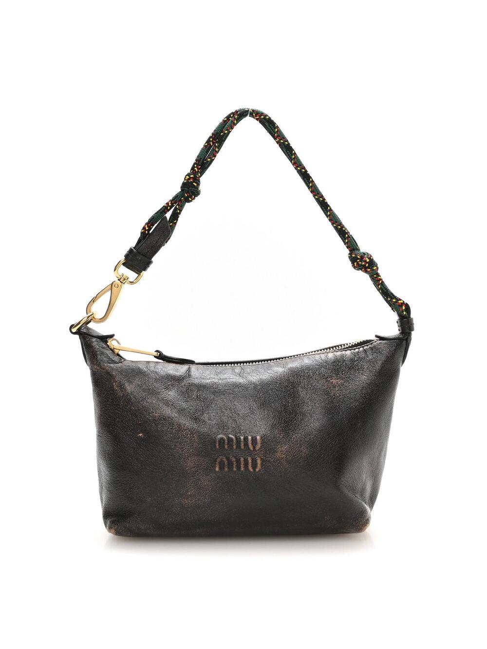 Miu Nappa Old Pouch Bag Caffe Verde #371978M12B